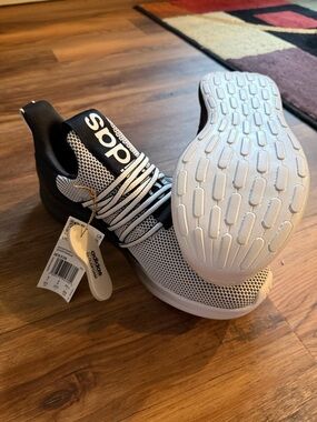 adidas White and Black Lite Racer Adapt 7 Knit Sneakers